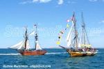 ID 4361 ENTERPRIZE (right) and WINDEWARD BOUND - ENTERPRIZE built in 1997, a replica of a 19th-century topsail-schooner and WINDEWARD BOUND, a brigantine built in 1993, under sail off Brighton, Port Phillip...
